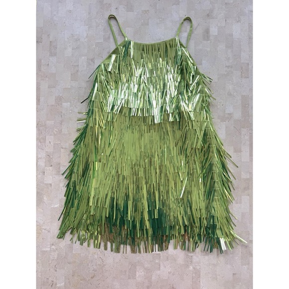 ASOS Edition Sequin Shard Backless Bright Green Mini Dress Party Cocktail Sz 4P - Picture 4 of 11